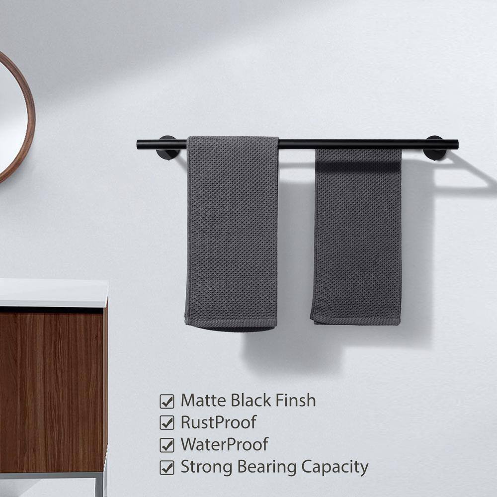 Matte Black Stainless Steel Double Wall Mounted Towel Bar