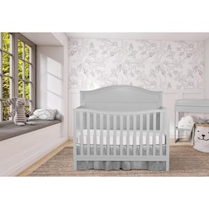 JPMA and Greenguard Gold Certified Grey Grace 5 in. 1 Convertible Crib made with Sustainable New Zealand Pinewood