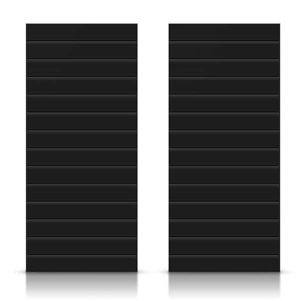 CALHOME 72 in. x 80 in. Hollow Core Black Painted Composite MDF Interior Double Closet Sliding Doors