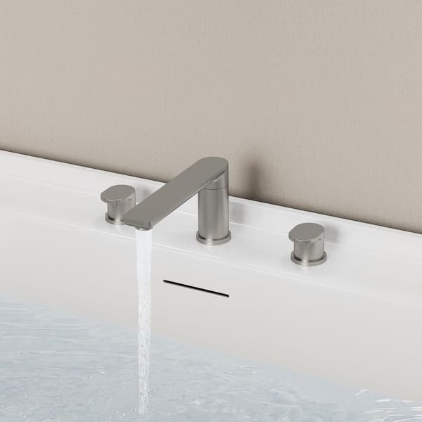 2 Handle 1-Spray Tub Faucet 2.75 GPM in Rust Resistant Brushed Nickel Valve Included