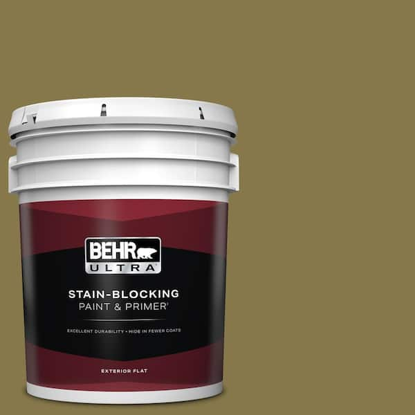 BEHR ULTRA 5 gal. #M330-7 Green Tea Leaf Flat Exterior Paint & Primer