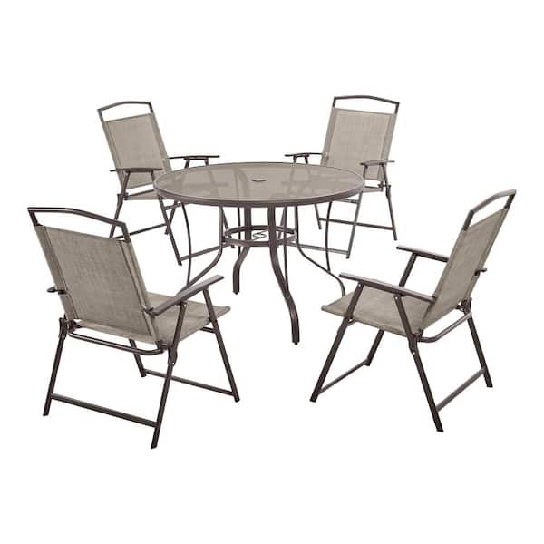 Mix and match folding steel sling outdoor dining chair in riverbed taupe discount