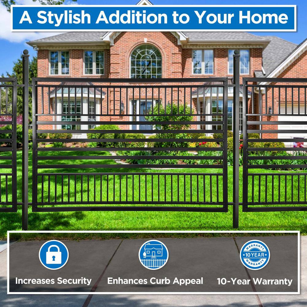 Barcelona Style Black Steel 16 ft Ornamental Fence Panels