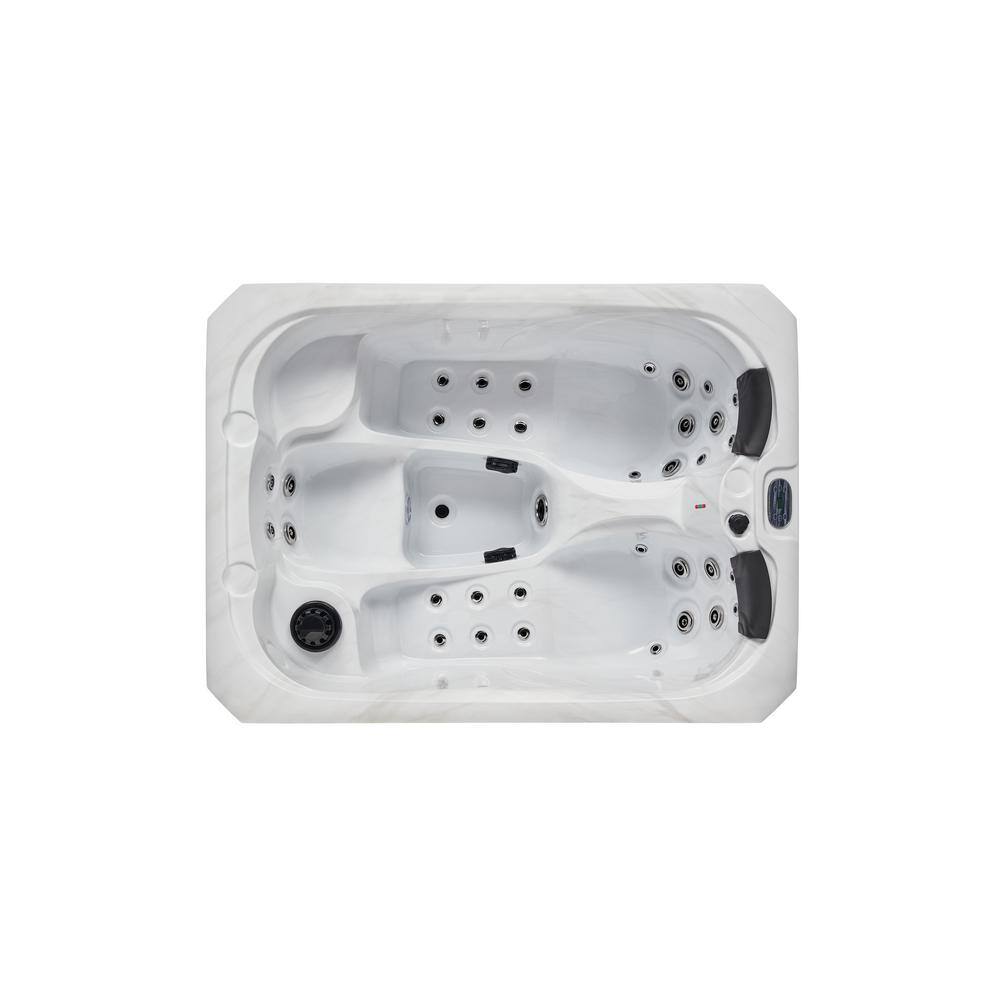 Gray Acrylic 3-Person Rectangle Hot Tub with LED Lighting