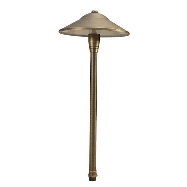 Low Voltage Brass Outdoor Wide Path Light with 2-Watt G4 Bi Pin LED Bulb (2700K)