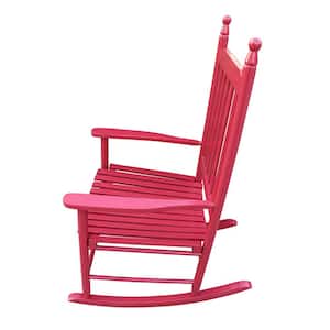 Classic Simple 42.25 in. H Style Red Rocking Wooden Outdoor Chair Porch Rocker Chair Lounge Chair