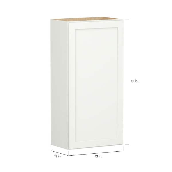 SIMPLY WOODMARK PRO Shaker Full Overlay 21 in. W x 12 in. D x 42 in. H Plywood Assembled Wall Kitchen Cabinet in Linen White