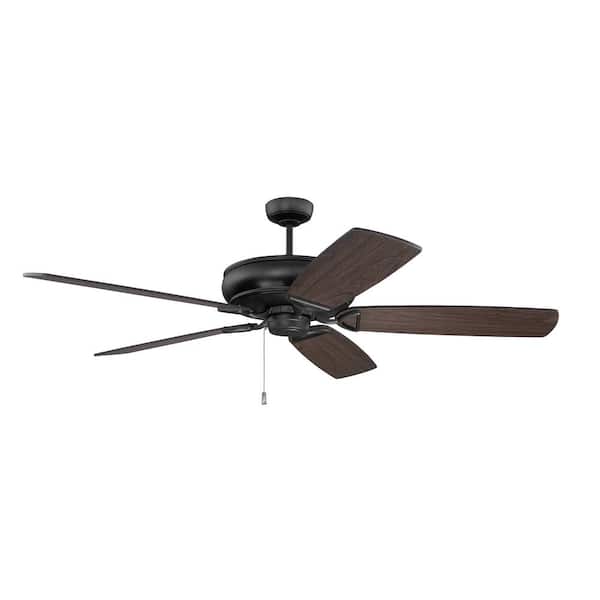 CRAFTMADE Supreme Air Plus 62 in. Indoor/Outdoor Dual Mount 4-Speed Reversible DC Motor Ceiling Fan in Flat Black Finish