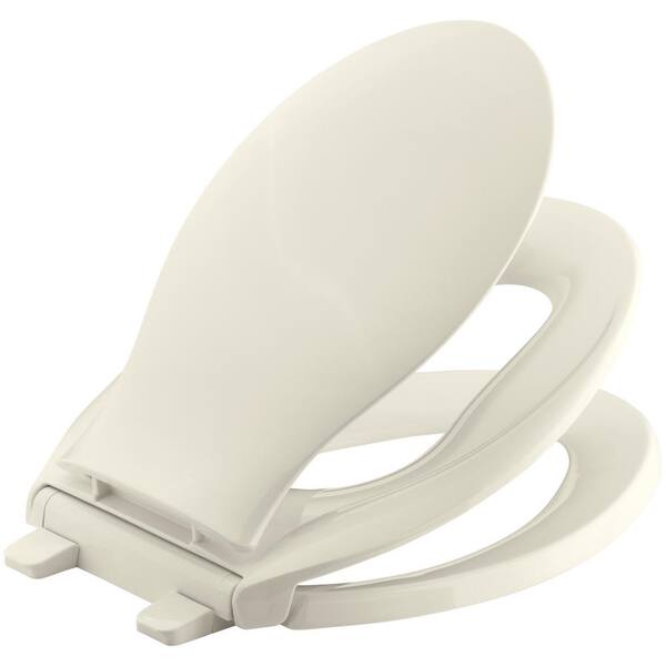 KOHLER Transitions Quiet-Close Elongated Toilet Seat with Grip-tight Bumpers in Almond