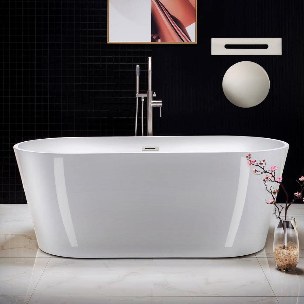 WOODBRIDGE Sharyn 67 in. Acrylic FlatBottom Double Ended Bathtub with ...