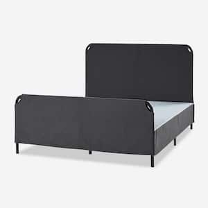 Octavius 2 Piece Contemporary Bedroom Set with Bed Skirt-King-CHARCOAL