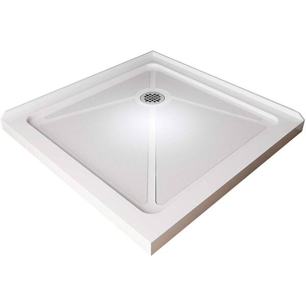 TOOLKISS 36 in. L x 36 in. W Corner Shower Pan Base with Corner Drain