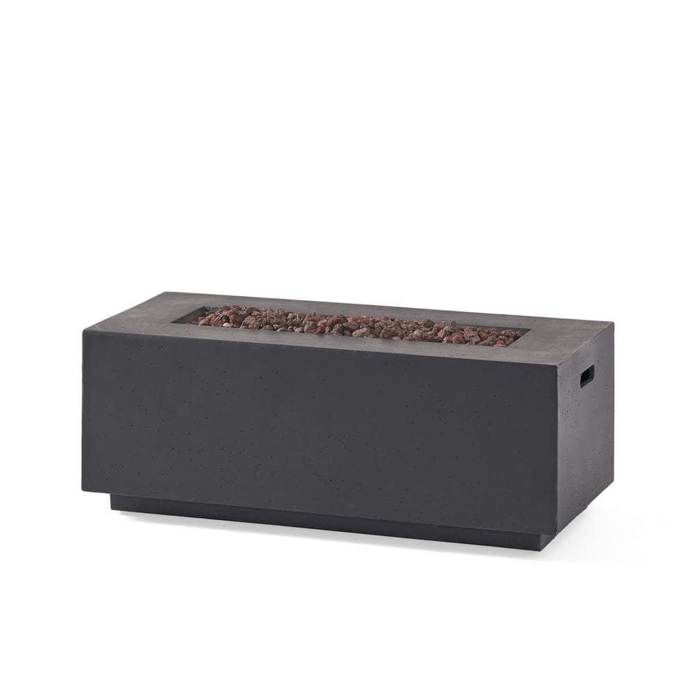 Dark Gray Lightweight Concrete Rectangular Fire Pit Table