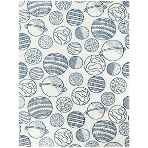 Space Planets White 5 ft. x 7 ft. Area Rug