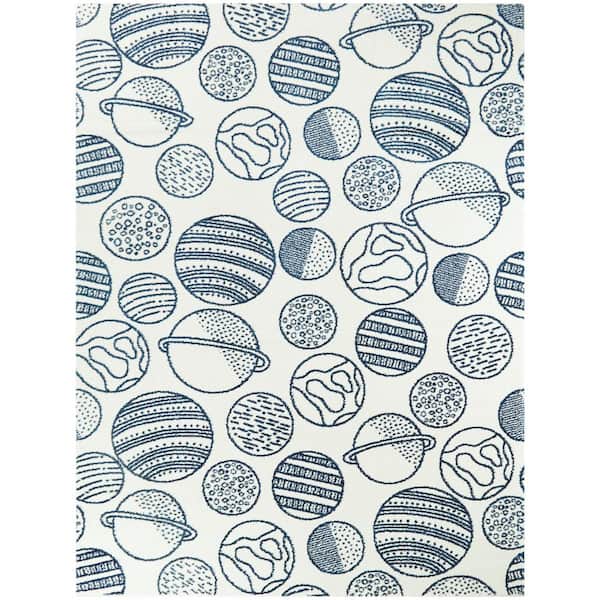 BALTA Space Planets White 5 ft. x 7 ft. Area Rug