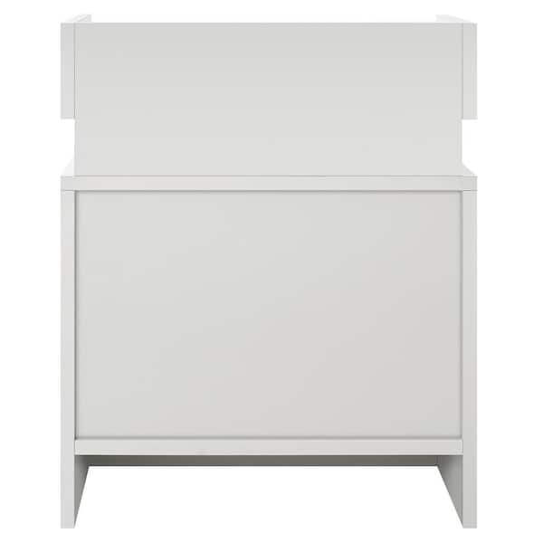 Hommpa LED 2-Drawer White Top Edge Nightstand 21.5 in. H x 17.7 in 