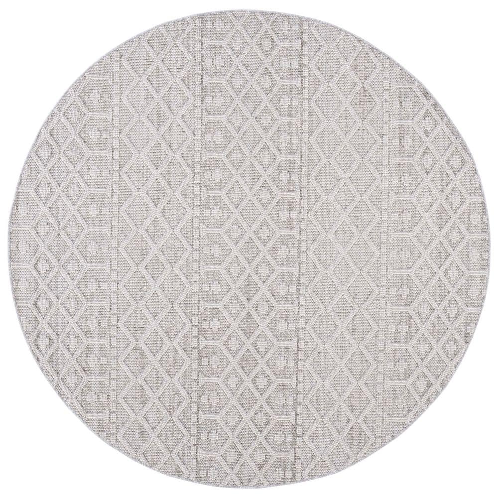 Global 7 ft. x 7 ft. Gray/Ivory Diamond Striped Round Area Rug price history on PriceWatchPro