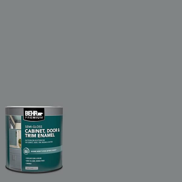 BEHR PREMIUM 1 qt. #PPU26-03 Legendary Gray Semi-Gloss Enamel Interior/Exterior Cabinet, Door & Trim Paint