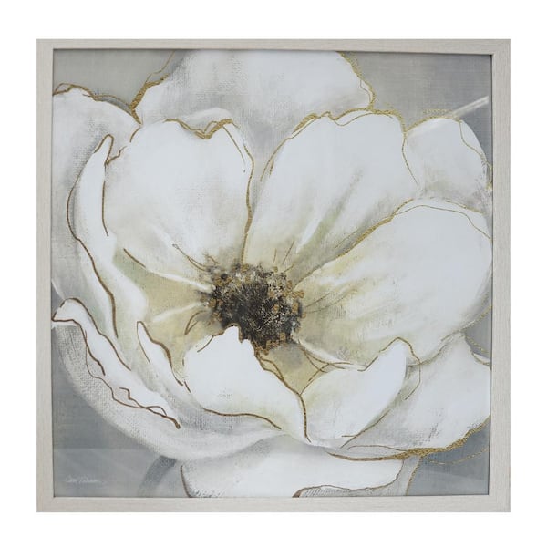 Home Decorators Collection Square Framed White Flower Wall Art 26 in. H x 26 in. W