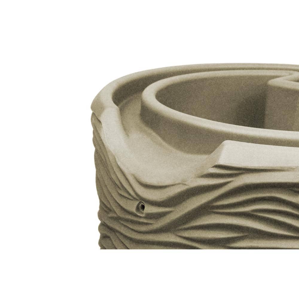 Sandstone Textured 65 Gallon Plastic Rain Barrel with Brass Spigots