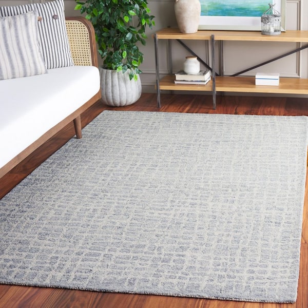 Ebony 5 ft. x 8 ft. Ivory/Light Blue Geometric Tile Abstract Area Rug