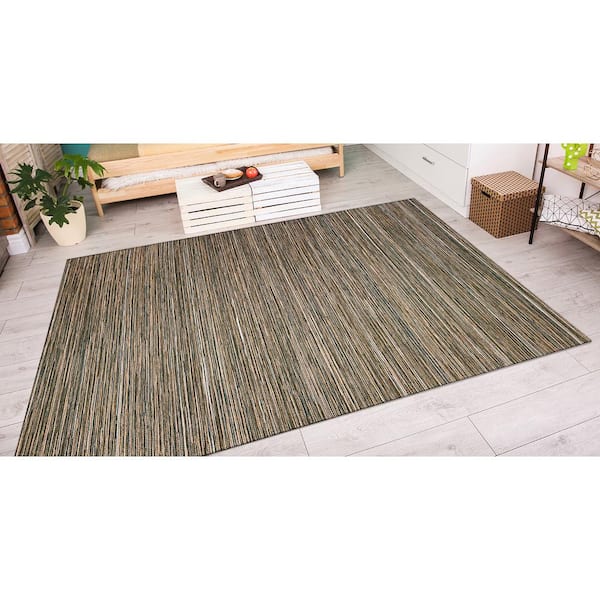 Cape Hinsdale Brown-Ivory 2 ft. x 4 ft. Striped Indoor/Outdoor Area Rug
