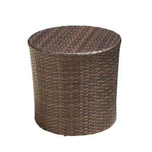 Alan Multi-Brown Round Plastic Outdoor Side Table