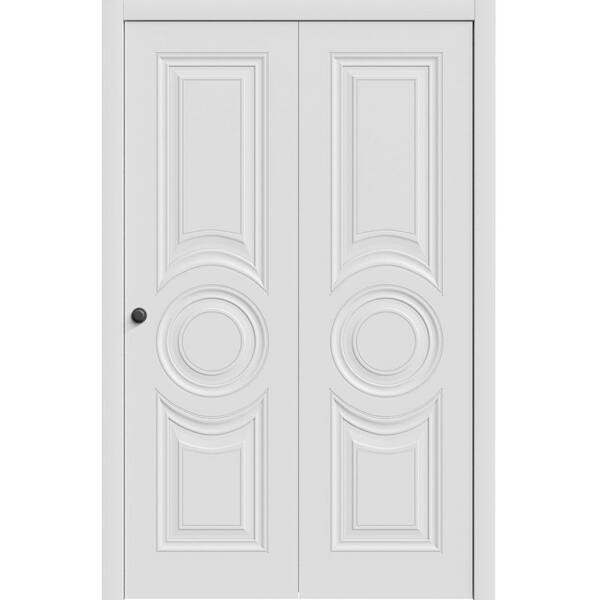 7801 56 in. x 96 in. Sold Core White Color Wood Bi-fold Door with Hardware
