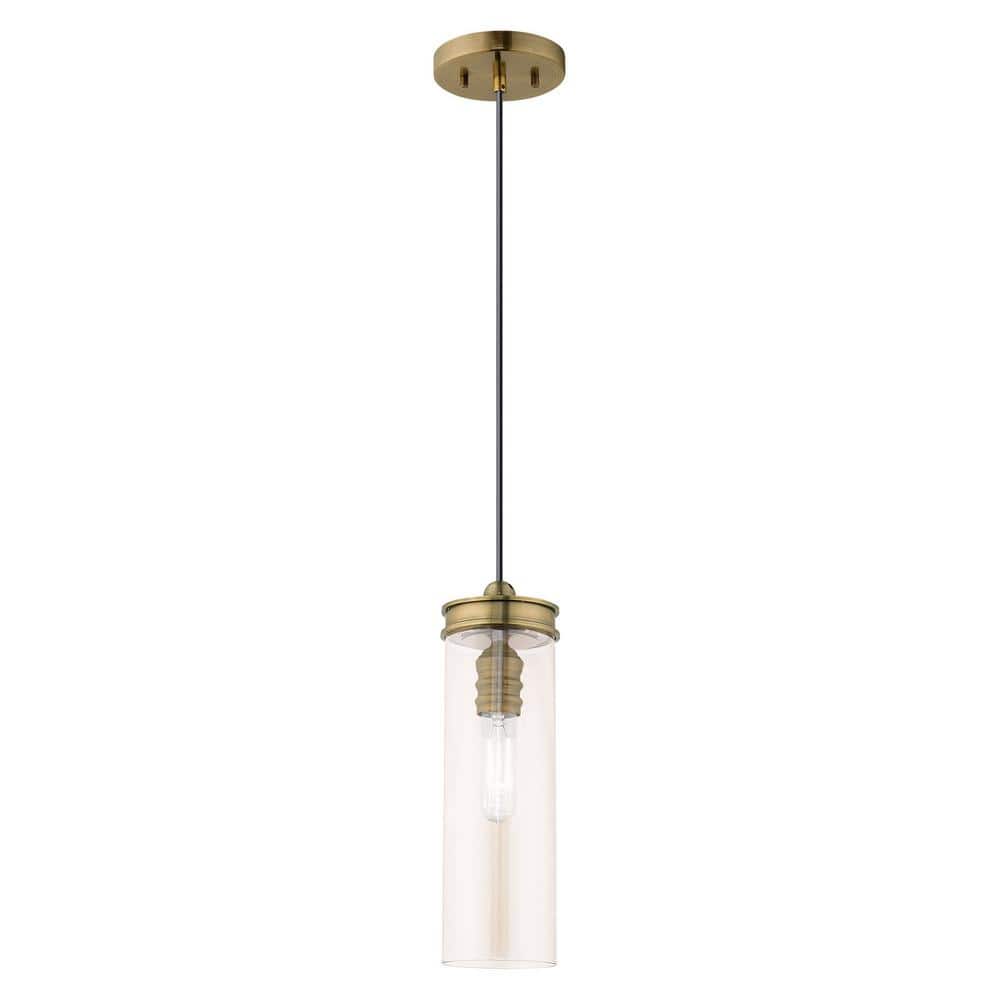 Chic Antique Brass 1-Light Mini Pendant with Champagne Glass