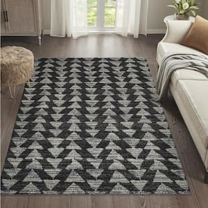 Aisha Moroccan Triangle Geometric Black/Cream 3 ft. x 5 ft. Area Rug