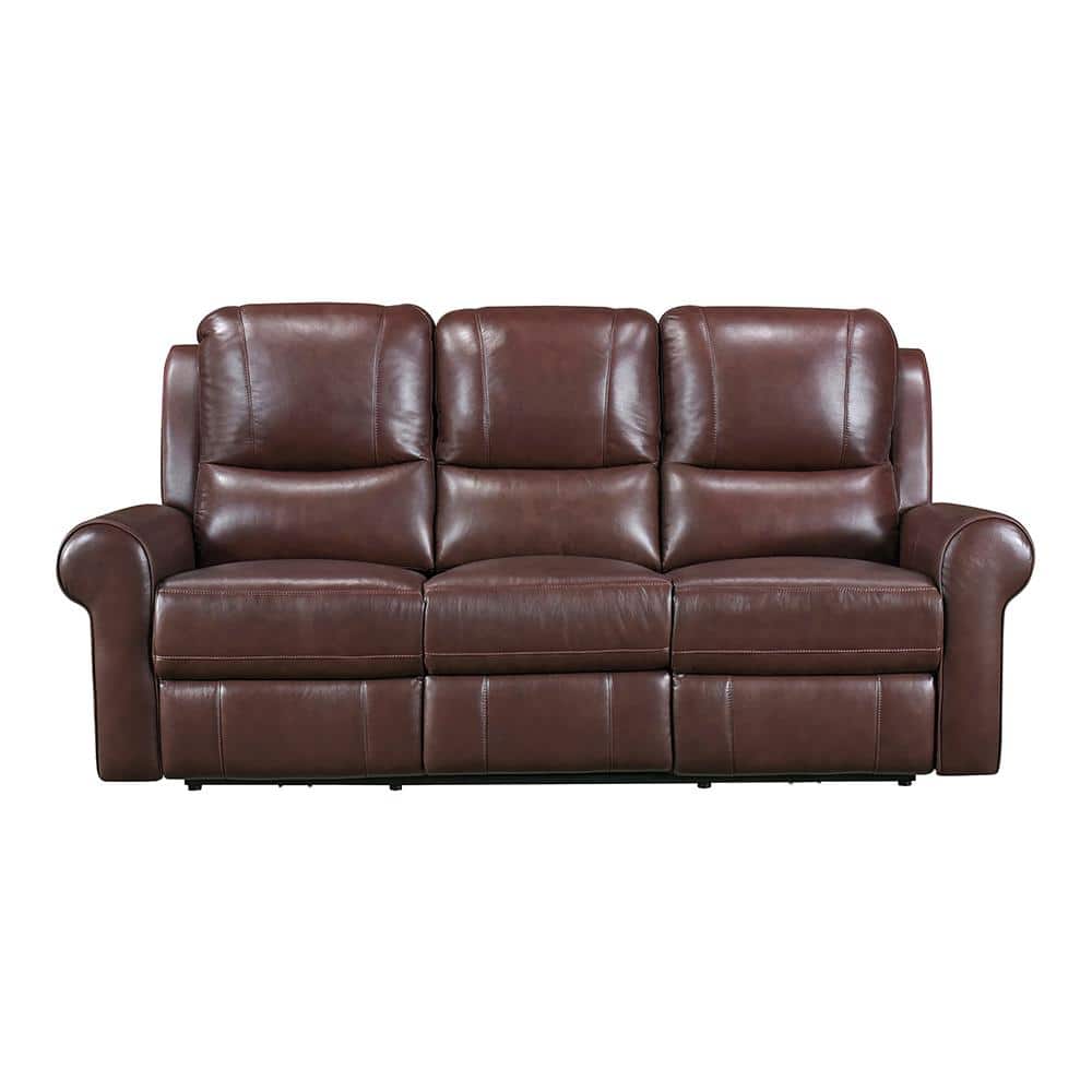 Fargo 81.5 in. W Rolled Arm Leather Rectangle Power Double Reclining Sofa w