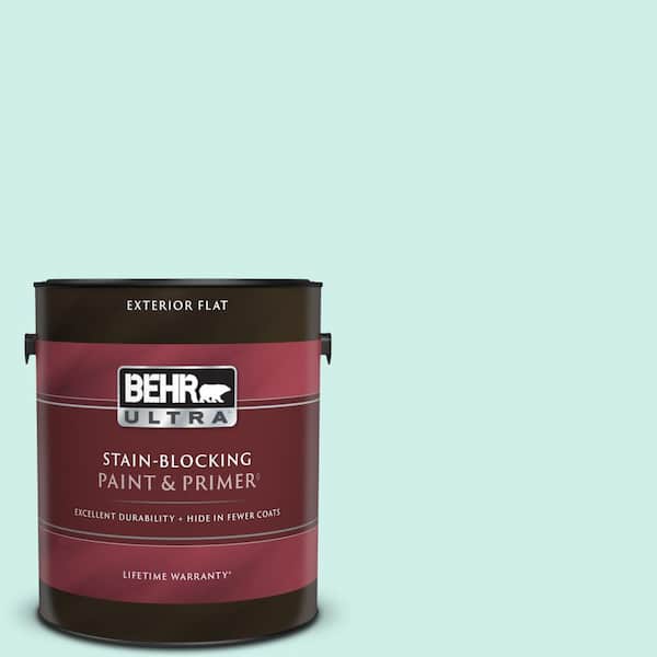 BEHR ULTRA 1 gal. #490A-1 Teal Ice Flat Exterior Paint & Primer