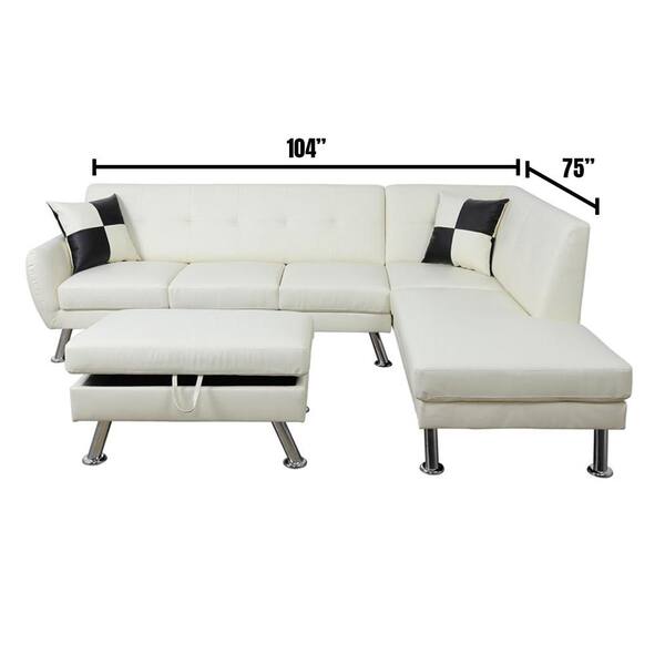 Star Home Living Ricky 3 Piece Off White Faux Leather Seater L Shaped Right Facing Sectional Sofa With Ottoman Sh3102b The Depot - Faux Leather Sectional Sofa Cream White Star Home Living Ricky 3 Piece Off White Faux Leather Seater L Shaped Right Facing Sectional Sofa With Ottoman Sh3102b The Depot - Faux Leather Sectional Sofa Cream White