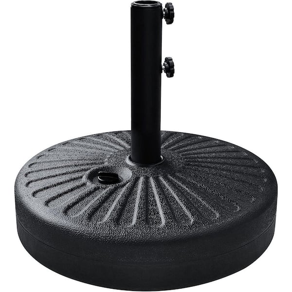 Primehome 66 lbs. Round Patio Umbrella Base in Heavy Duty Plastic Free-Standing with 2-Adjustment Knobs in Black
