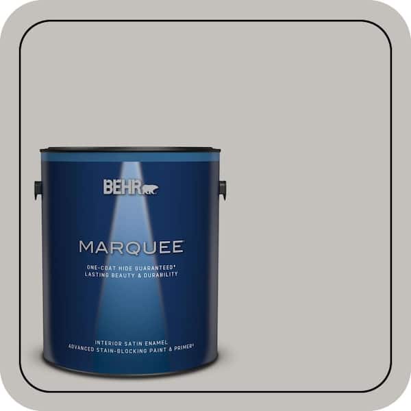 BEHR MARQUEE 1 gal. #PPU18-10 Natural Gray One-Coat Hide Satin Enamel Interior Paint & Primer