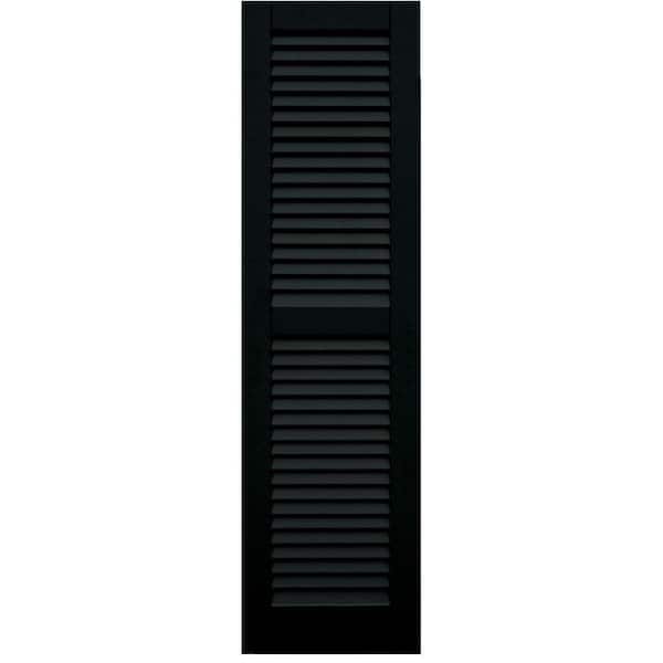 Winworks Wood Composite 15 in. x 55 in. Louvered Shutters Pair #653 Charleston Green