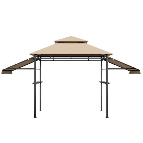 Gymax 13.5 ft. x 4 ft. Patio BBQ Grill Gazebo Side Awnings Shelves 2 Tier Canopy Outdoor GYM09949 The Home Depot