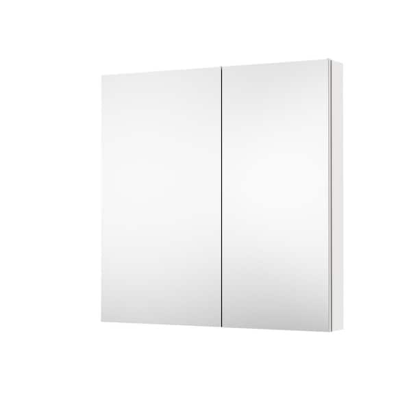 36 in. W x 36 in. H Square Aluminum Recessed/Surface Mount Medicine Cabinet with Mirror and Glass Shelves