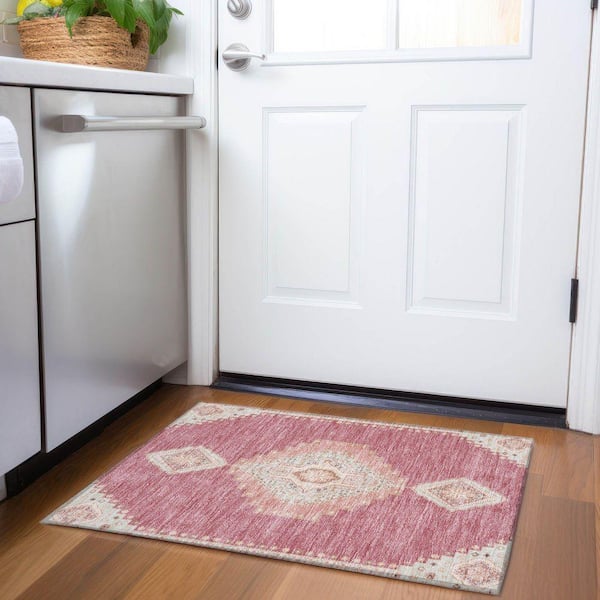 Mayfield Premium Machine Washable Abstract AMF1014 Blush 2 ft. x 3 ft. Area Rug