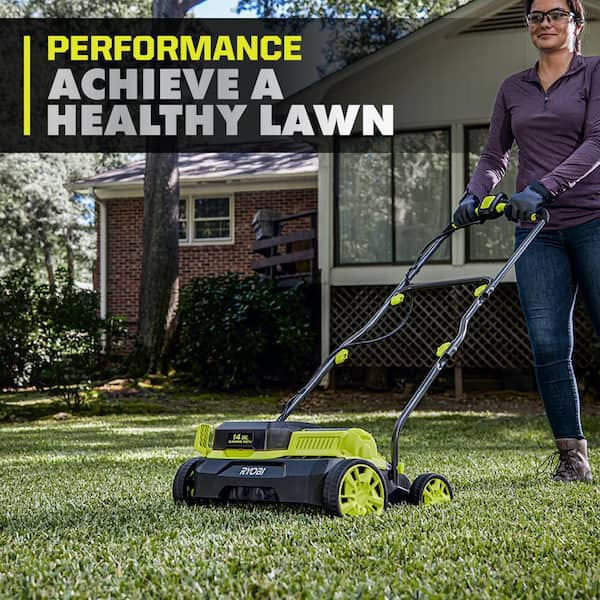 RYOBI ONE+ HP 18V Brushless 14 in. Cordless Battery Dethatcher