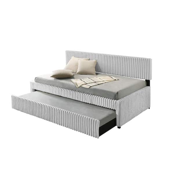 Farid Light Grey Twin Size Daybed With Twin Trundle Included
