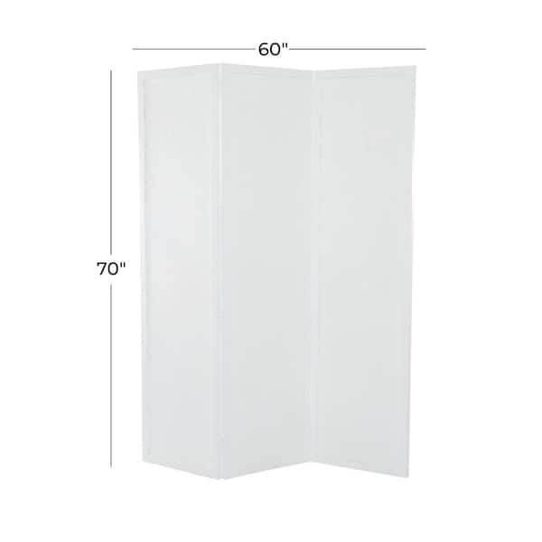 6 ft. White 3 Panel Hinged Foldable Partition Room Divider Screen with Carved Design