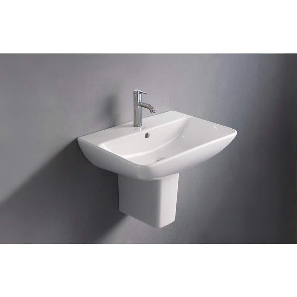 Starck Modern 24" White Ceramic Wall-Mount Bathroom Sink