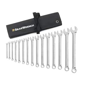 12-Point SAE Long Pattern Combination Wrench Set with Roll (15-Piece)