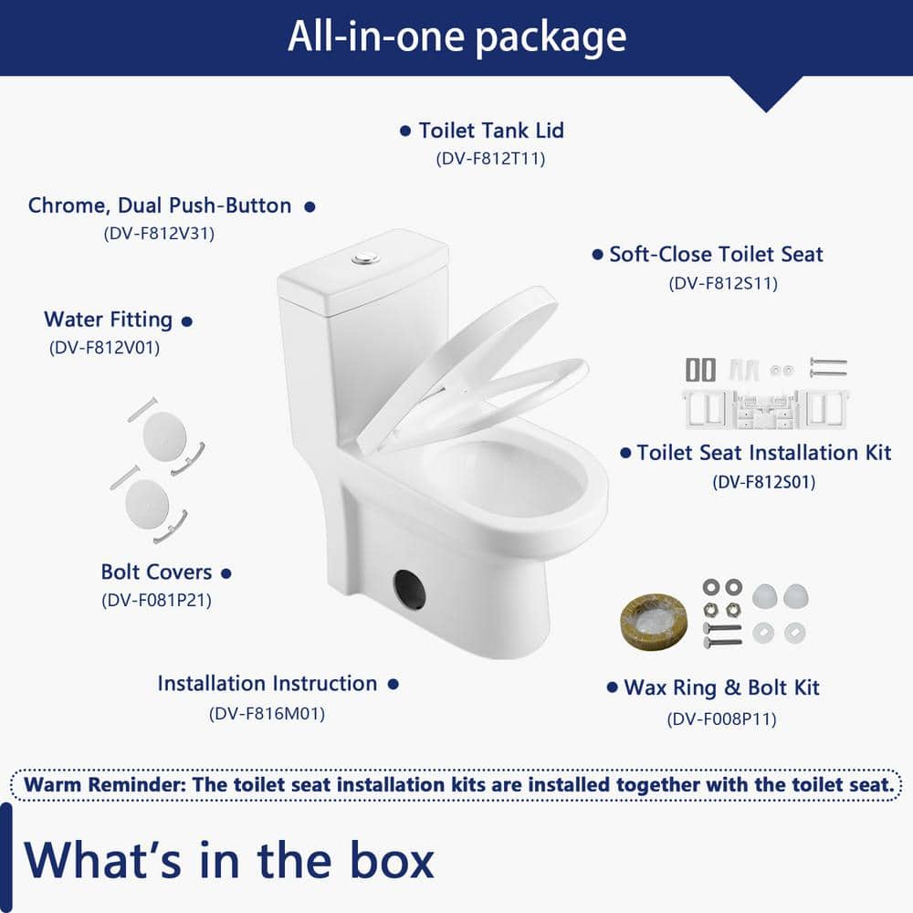 Compact White Ceramic Dual Flush Round Toilet with Seat