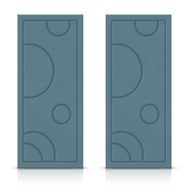 CALHOME 48 in. x 80 in. Hollow Core Dignity Blue Painted Composite MDF Interior Double Closet Sliding Doors