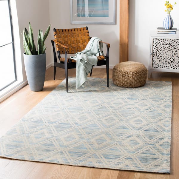 Marbella Dark Blue/Ivory 8 ft. x 10 ft. Geometric Area Rug