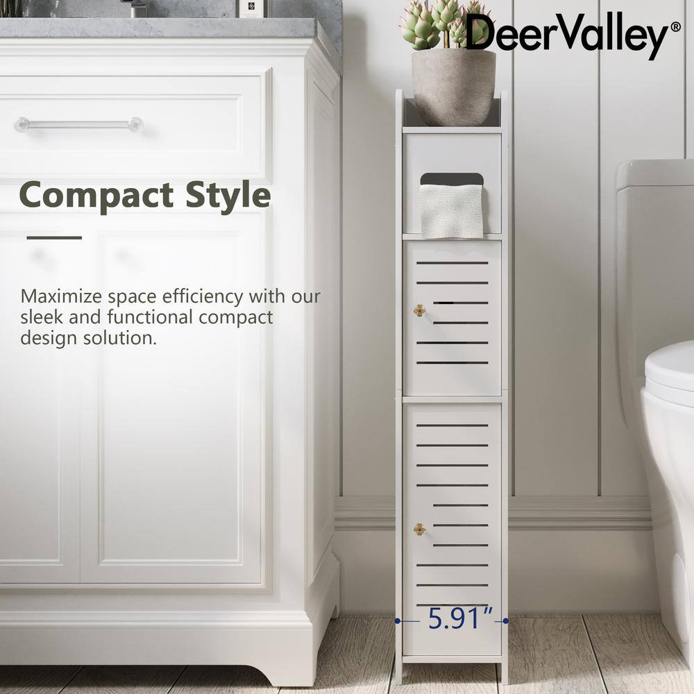 White PVC Bathroom Storage Cabinet with Toilet Paper Holder