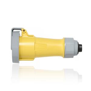 LEV Series 30 Amp 125-Volt 3-Phase, 2P, 3W IEC 60309 Pin and Sleeve Connector with Screwless ClAmp Watertight, Yellow