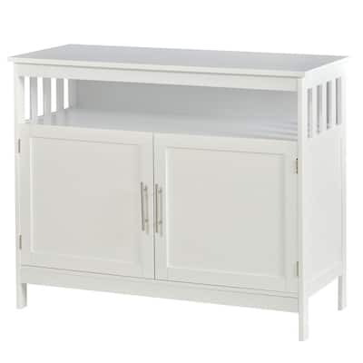39.25 in. White 31.5 in. H Wooden Console Table with 2-Levels and Open Shelf